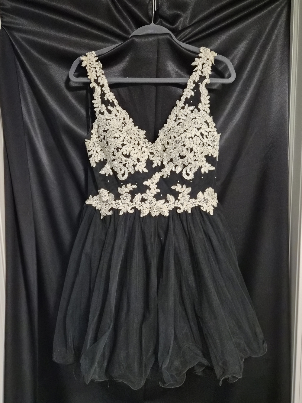 Blondie Nites Black Party Dress with Pink Logo Detail